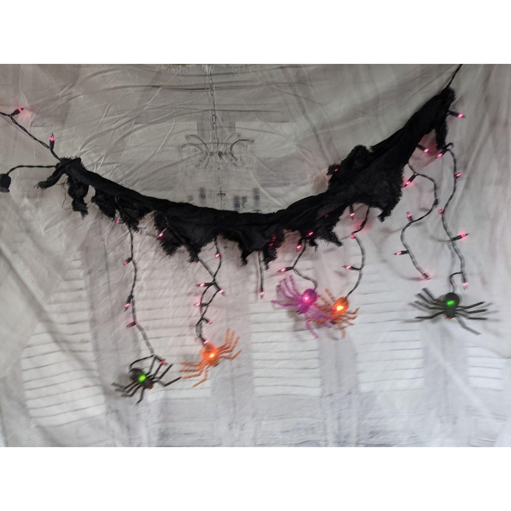 Lighted gauze spider drape light set string Hallow